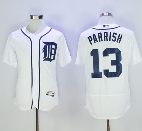 Tigers #13 Lance Parrish White Flexbase Authentic Collection Stitched MLB Jersey - Click Image to Close
